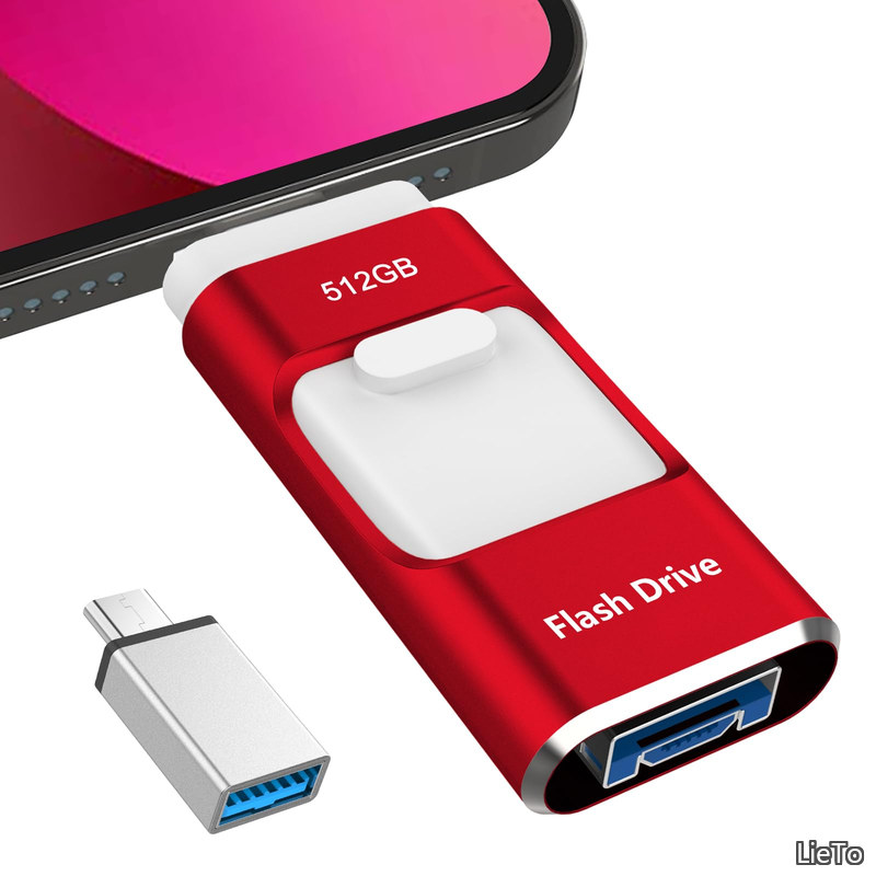 【送料無料】USBメモリー【専用アプリ不要】phone用USBメモリphone写真データ 保存 外付けストレージ 高速 大容量 フラッシュドライブiOS/Android/PC/Macに対応 タイプc 外付けusbメモリー 写真・動画・書類保存 携帯容量不足解消 スマホの写真を保存する 赤｜LieTo