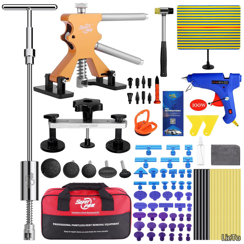 【送料無料】PDR デントリペアツール 89PCS デントリペア 工具 車の凹み直し デントリペアキット ヘコミ修理 「反射ラインボード付き」 DIY 雹被害 ボディ 凹み修理 塗装が不要 修復工具 デントリフター スライドハンマー 引っ張り工具 100Wグルーガン 修理工具セット 収納バ｜LieTo