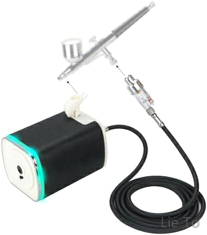【送料無料】エアコンプレッサー エアブラシ用 静音 小型 軽量 3段階エア圧調整 エアフィルター付き ホルダー付き ネジ径G1/8｜LieTo