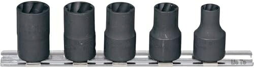 【送料無料】なめたボルトナット外し用ツイストソケット 8~14mm 5点セット クロムモリブデン鋼 差込角9.5mm ソケットレール付き｜LieTo