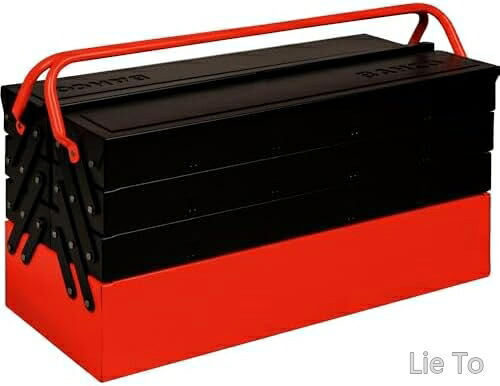 【送料無料】7トレー付き スチール製工具箱 530×200×250mm 黒/オレンジ ロック対応可 頑丈収納|LieTo