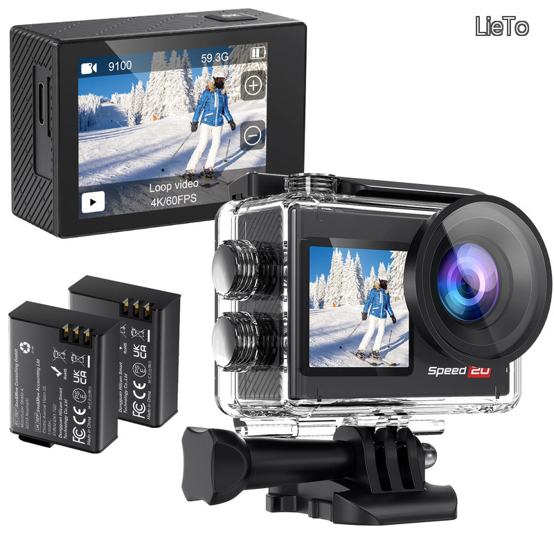 【貨物輸送無料】行動写真機 ウェアラブルカメラ 4K/60fps 超高清画質 6軸EIS手ブレ手を加えるウェアラブルカメラ 水中写真機 運動競技写真機 雨合羽入れもの付き添い人で40m雨合羽