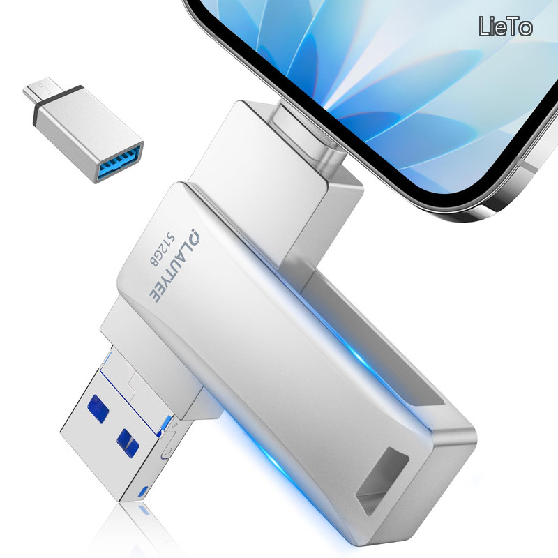【貨物輸送無料】４インチ1 512gb 弾丸道路 Phone usb記憶装置 回転させる式 iOS/Type-C/USB/Micro USB 閃光電球記憶装置 大電気容量 活動写真保護すること スマホ 資料 うしろ押し