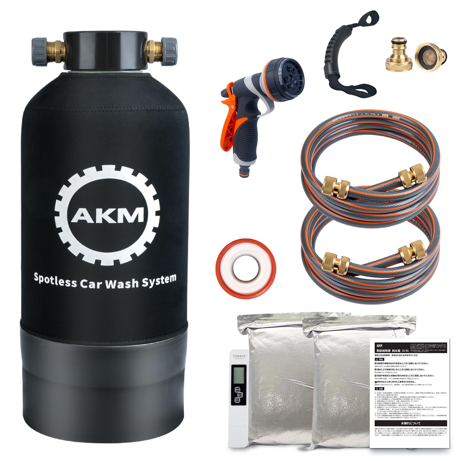 【貨物輸送無料】純水器 洗車用 10L電気容量 金管楽器制螺旋釘口金 導管２本嘱する 散水ノズル 貯蔵タンク押しかぶせる TDS米突 イオン取り替えっこ脂詰め直す済み