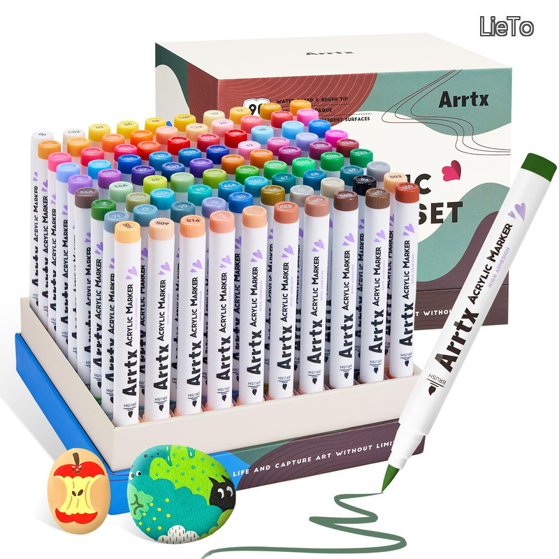 【貨物輸送無料】90色 絵の具目じるし 絵の具書き込み アクリルペイントペン 絵書き 成年者 塗り絵 絵を描くこと用 -