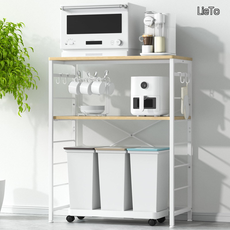 【送料無料】ゴミ箱上ラック 幅80&times;奥行40&times;高さ100cm キッチンラック 5段可動棚 キッチン 棚 レンジラック 炊飯器 ゴミ 箱 上収納 レンジボード｜LieTo