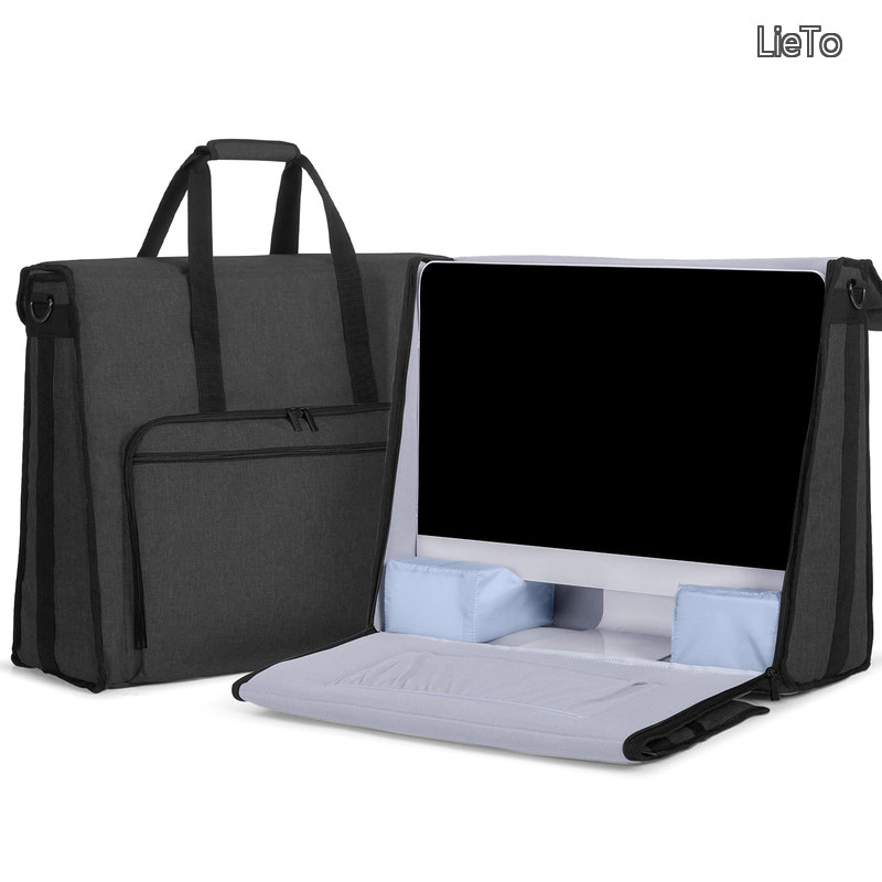 【送料無料】imac用バッグ 27インチ imac 持ち運び トートバッグ 周辺機器収納ポケット付き 黒|LieTo