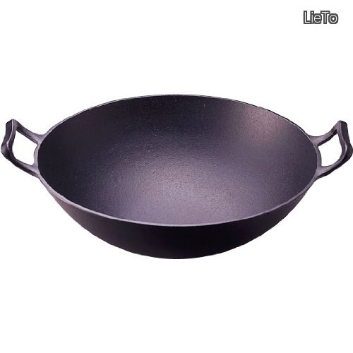 【貨物輸送無料】Iwachu 中華鍋 深型(小) 黒焼付 口径27.5糎 直火用 南部地方金物 21053