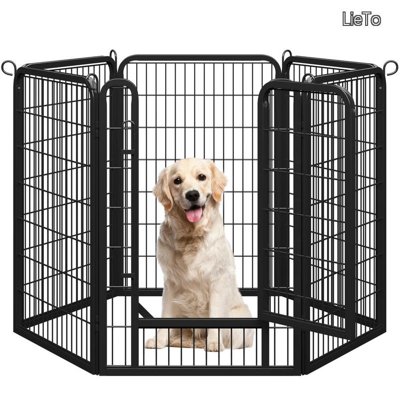 【送料無料】犬 ペットサークル ドッグフェンス 犬用サークル フェンス ケージ スチール製 折り畳み式 コンパクト パネル6枚 全成長期使用可 室内 屋外 組立簡単｜LieTo