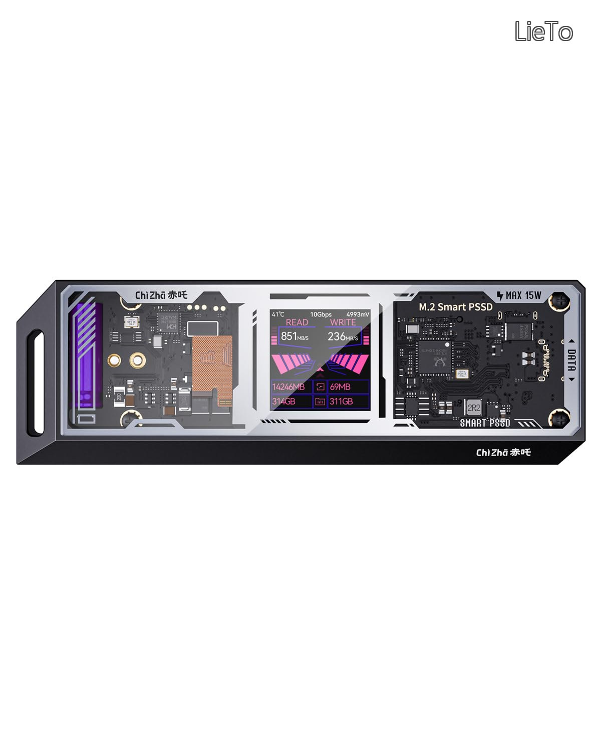 【貨物輸送無料】\u0026 CHIZHA M.2 NVMe SSD入れもの USB 3.2 Gen 2 Type-C (10 Gbps) IPS液晶見せびらかすと10秒 ワット数防御すること(PLP) 2230/2242/2260/2280大きさのNVMe PCIeに相応うするnvme 固定ディスク入れもの(黒)