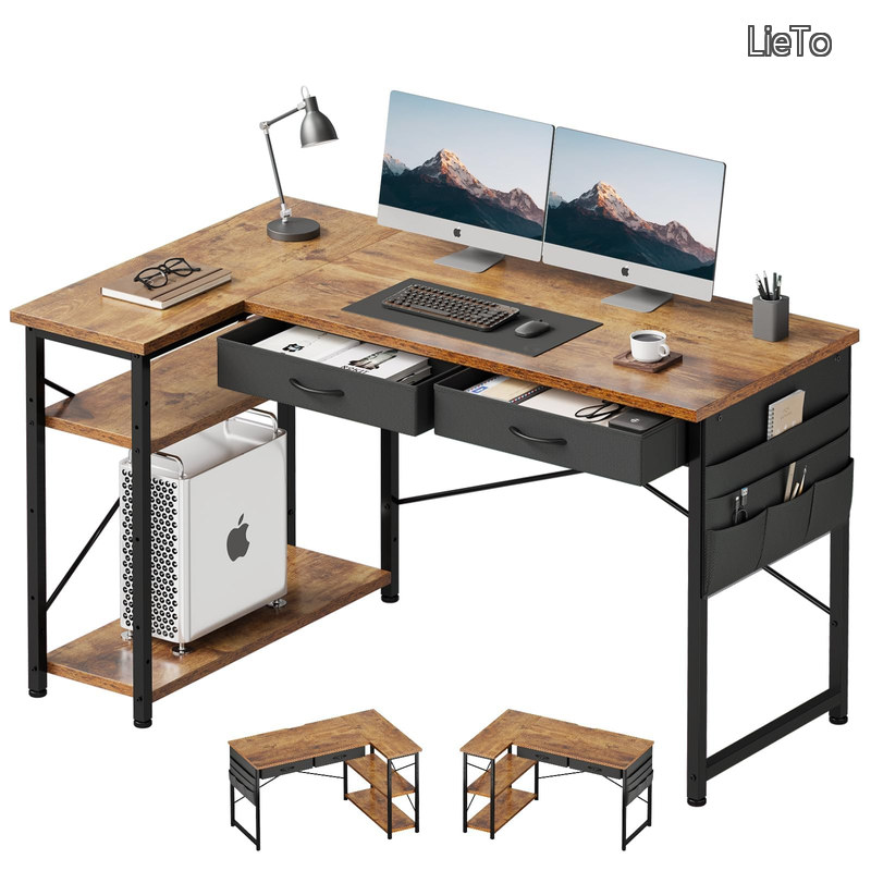 【貨物輸送無料】l字学習机机pc学習机 仕合わせ付き添い人 マイコン学習机 幅120cm×奥ぶかさ50糎 つくえ 練習曲机学びとる机 働きかける入替可 布製抽き出し付き添い人 執務室学習机 細工物学習机 納める仕合わせ ビンテージ