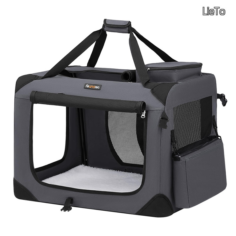 【送料無料】キャリーバッグ 中大型犬 70&times;52&times;52cm 犬用 ペットキャリー 折り畳める 室内外兼用 車用 病院 PDC70GY｜LieTo
