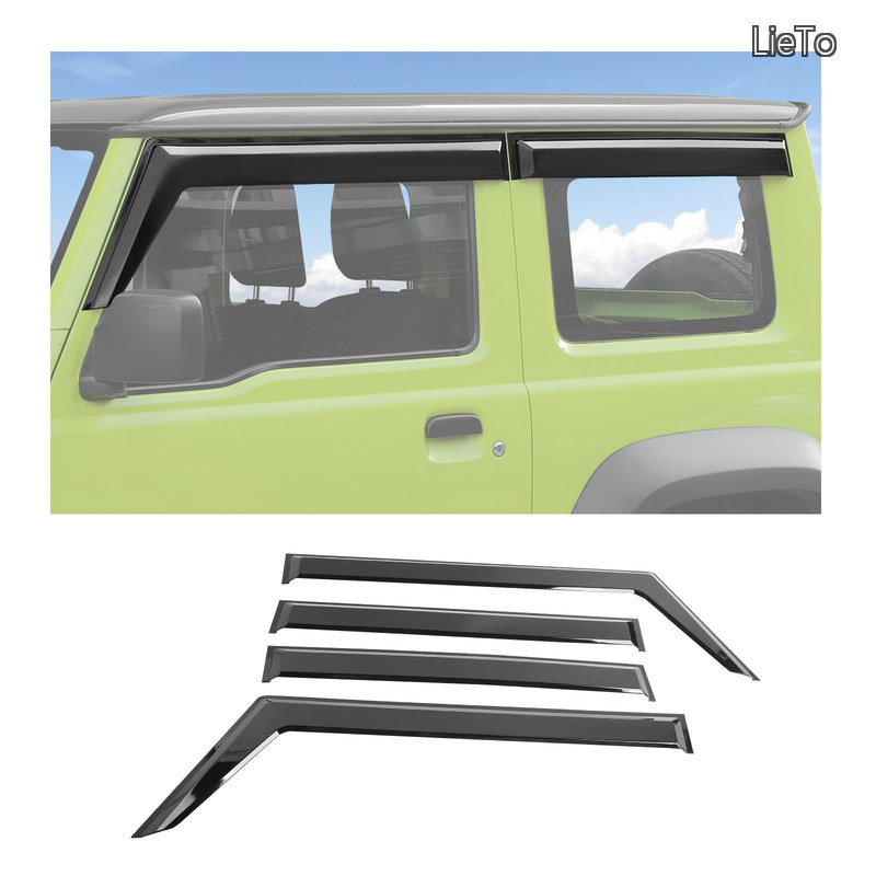 【貨物輸送無料】スズキ ジムニー 部屋の入り口バイザー／レインガード タントカスタム JB64W / JB74W 当て嵌める 雨合羽 雨除け 雪除け カスタム一部分 とり備える飾り気の無い 4天下太平 とり備える飾り気の無い 飾りつけ一部分 4ps