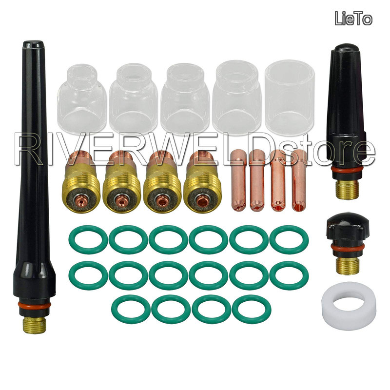 【貨物輸送無料】TIG スタビー 屁っ放り水晶体 コレットボディ \u0026 #5#6#7#8#10 パイレックスカップ 一揃いの道具 For DB SR WP 17 18 26 TIG 懐中電燈 溶接付属品 33個