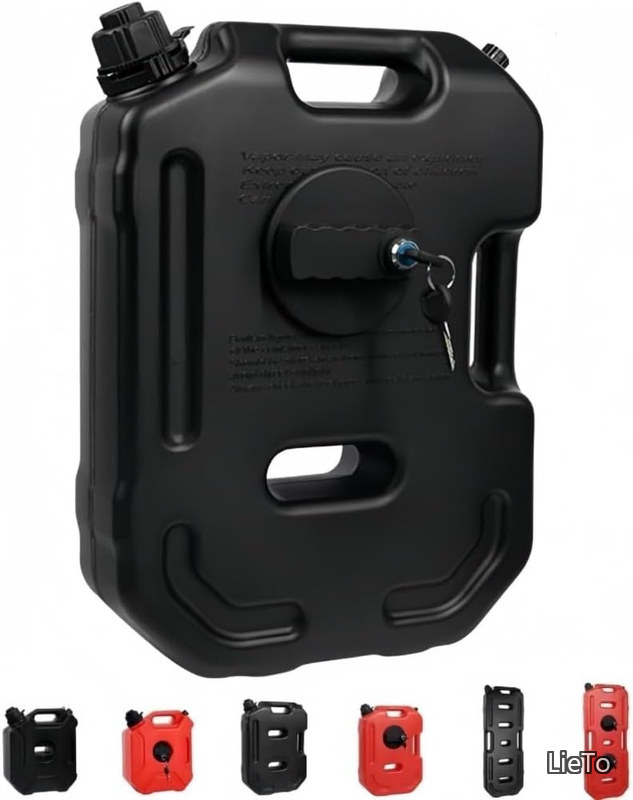 【送料無料】5L/10L/20L/30L 車載用 安全燃料貯蔵缶 緊急バックアップドラム 防災・アウトドア・旅行必須 自動車/オートバイ対応 (10L ブラック+ロック)|LieTo