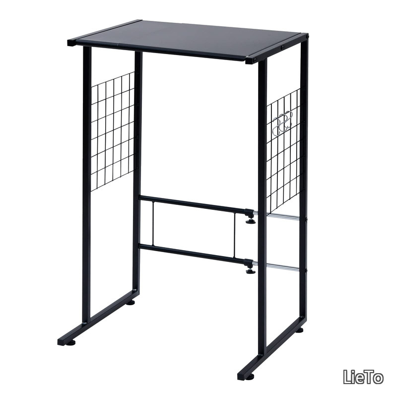 【送料無料】キッチンラック レンジ台 幅40-55&times;奥行45.5&times;高さ85cm ゴミ箱上ラック キッチン 棚 伸縮式 スチール 組立品 ブラック YPR-40(BK)｜LieTo