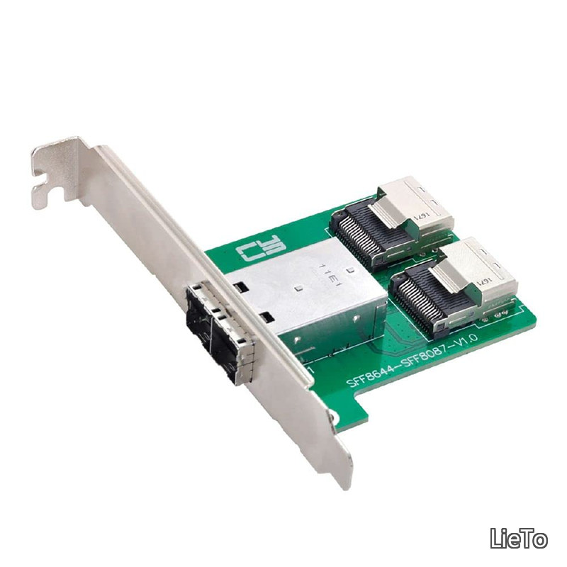 【送料無料】デュアルポート Mini SAS HD SFF-8644 - 内部 Mini SAS SFF-8087 PCBA メスアダプター ロープロファイルブラケット付き|LieTo