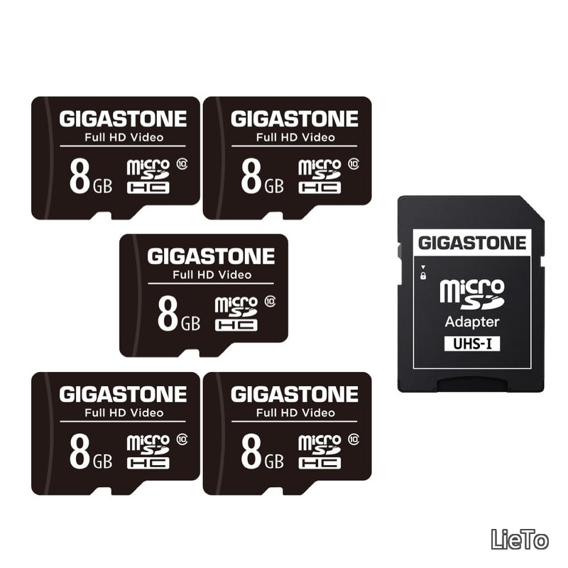 【送料無料】マイクロsdカード 8GB 5個セット microsdカード U1 C10 80MB/s SDHCカード Full HD Video ビデオ 撮影 SDアダプター1枚付き｜LieTo