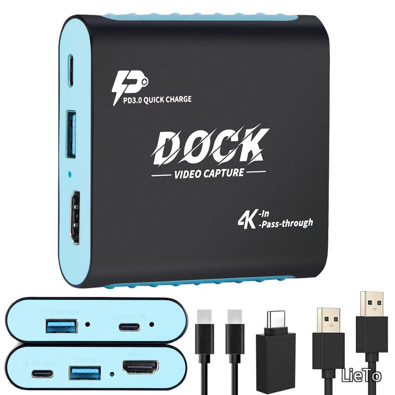 【送料無料】Switch 2/Switch/Steam Deck 対応 2-in-1 ドック テレビ出力 1080P 60Hz 低遅延 4K HDMI パススルー PD100W 充電 ゲーム実況配信 録画 コンパクト|LieTo