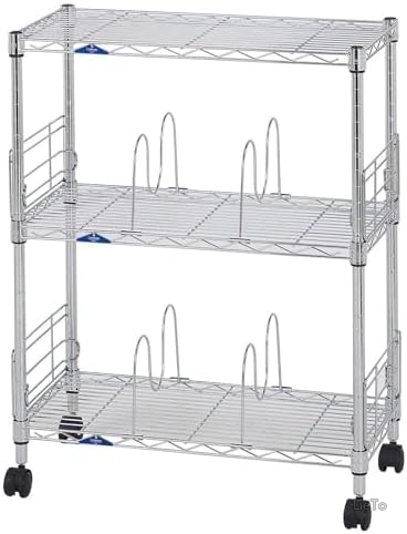 【送料無料】【大容量】本棚 収納棚 ブックシェルフ スチールラック 幅60cm 3段 耐荷重80kg 落下防止柵付き 組立簡単 漫画収納 奥行29.5cm 高さ76cm キャスター対応｜LieTo