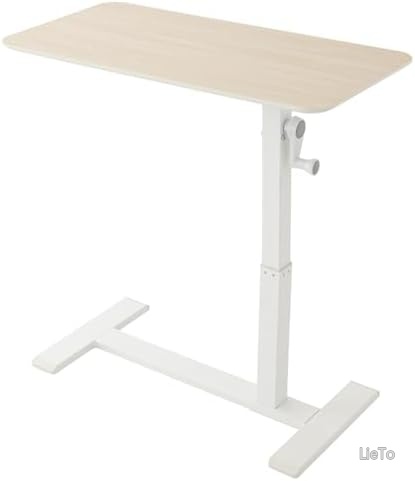 【送料無料】手動昇降テーブル 幅80cm 奥行40cm 高さ52～80cm 無段階調整 コの字脚 キャスター付き 10kg耐荷重 木目調ナチュラル 在宅ワーク 快適昇降 組み立て簡単｜LieTo 8,989円