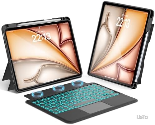 【送料無料】iPad Air 11インチ M4 M3 M2 対応 キーボードケース タッチパッド搭載 バックライト付き マグネット分離式 軽量 薄型 ペン収納 多角度調整 全面保護 縦横置き対応 ブラック｜LieTo