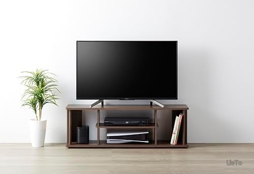 【送料無料】テレビ台 50型対応 ブラウン 幅115cm 奥行29cm 高さ38.1cm 収納棚付き 耐荷重30kg 組み立て式 リビング おしゃれ 人気 プリント紙化粧パーティクルボード マレーシア製｜LieTo