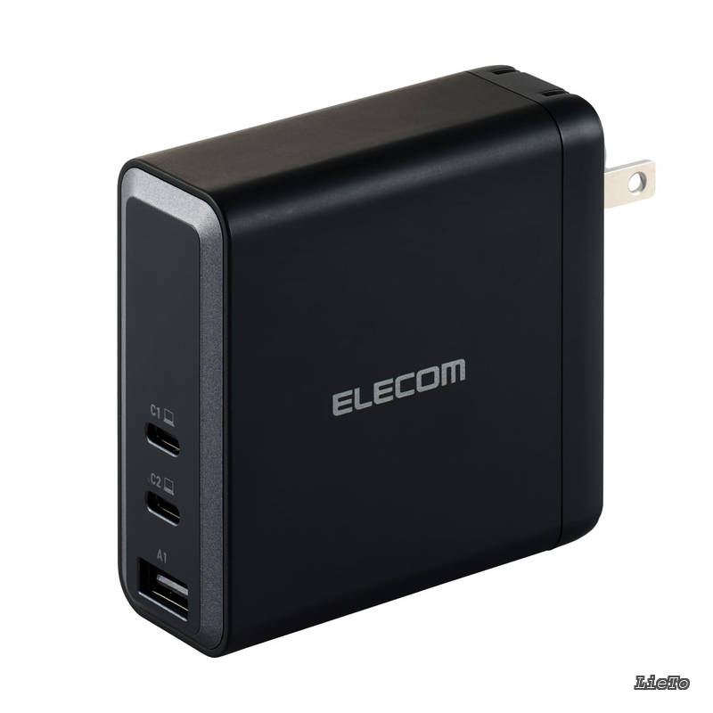 【送料無料】充電器 USB PD対応 140W USB-C×2 USB-A×1 PPS対応 PSE技術基準適合 【 Macbook Pro 16インチ iPad iPhone 16 等対応】 ブラック EC-AC96140BK|LieTo