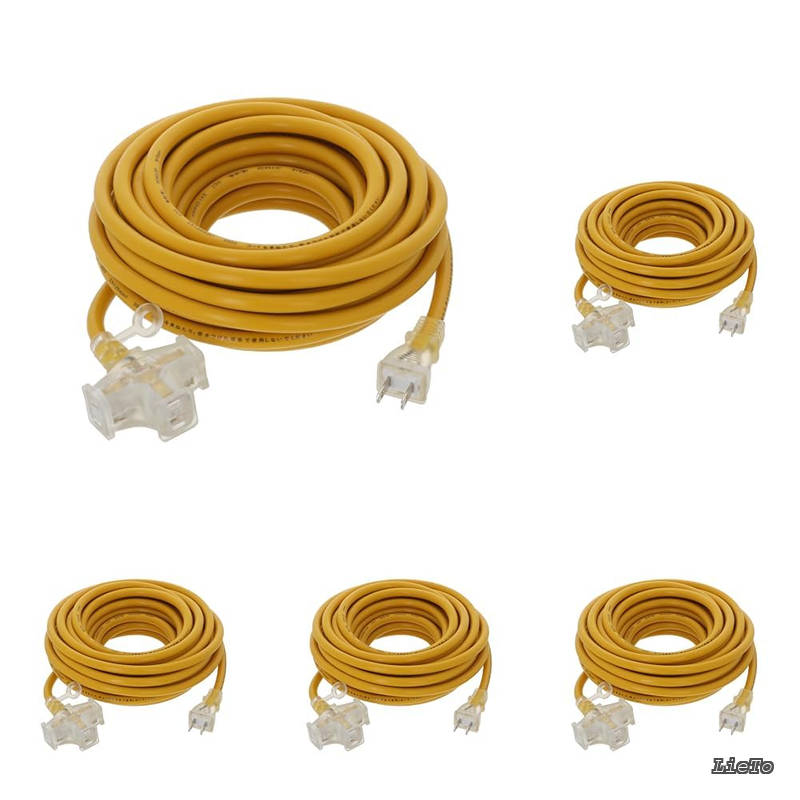 【送料無料】M.M 作業用 カラー 延長コード ソフトタイプ 10m 3口 イエロー TG-COD-1003YA 1500Wまで 125V 15A 3個口 3分配 黄 黄色 電源タップ トリプルタップ コンセント 電源ケーブル 延長ケーブル 電源コード コンセント たこあし 延長電源 電工 (× 5)|LieTo