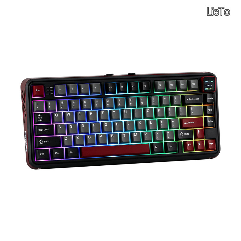 【送料無料】Vibe75 75%ワイヤレスゲーミングキーボード 交換可能スクリーンモジュール搭載 ホットスワップ対応 クリーミーメカニカルキーボード ガスケット構造 BT5.0/2.4GHz/USB-C 3モード接続 5層パッド RGB付き (ブラック)|LieTo