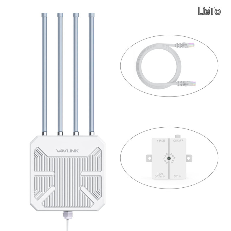【貨物輸送無料】無線LAN6 室外メッシュルーター/AP/中継ぎ器、デュアルダンス楽隊2.4G+5G AX1800M PoE付き添い人長距離室外無線LANメッシュエクステンダー/4x8dBiハイゲインアンテナ/IP67耐候性エンクロージャー/シグナルブースターアンプ