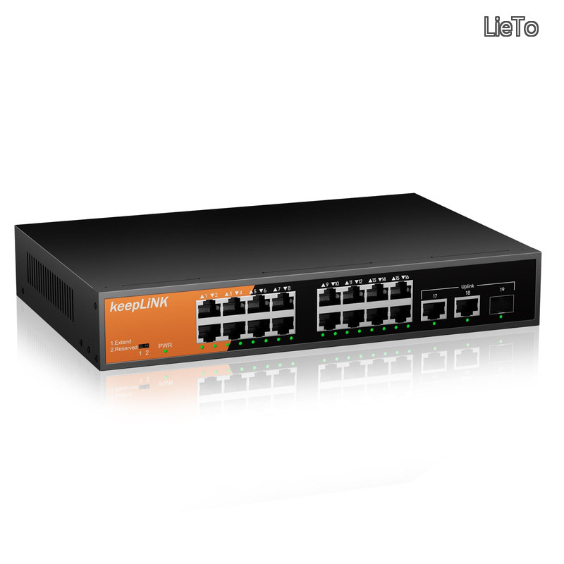 【貨物輸送無料】16ポートアンマネージ スイッチングこしき 100Mbps (PoE+ x16 240W) 静音気違い受け答え