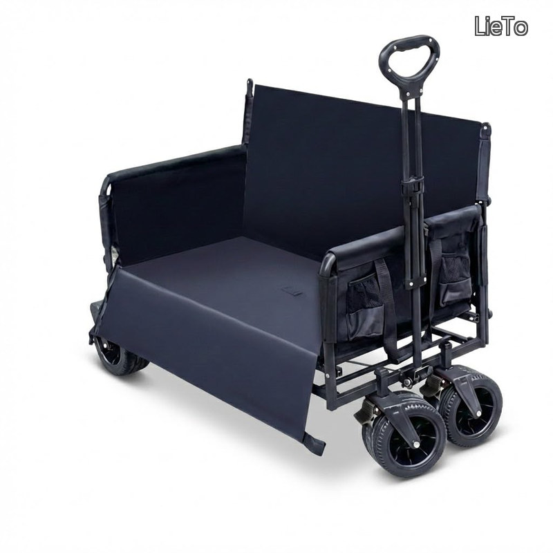 【貨物輸送無料】持ちはこび手押し車 アウトドア手押し車 1台2役 長椅子になる 折りたたみ式 大静電容量180L 耐荷重150kg 大径16.5糎タイア 打ちきり付き添い人 牢固たるスチール写真ひな形 ピクニック ・積貨委託貨物行き方 キャンプ・魚釣り・競技大会