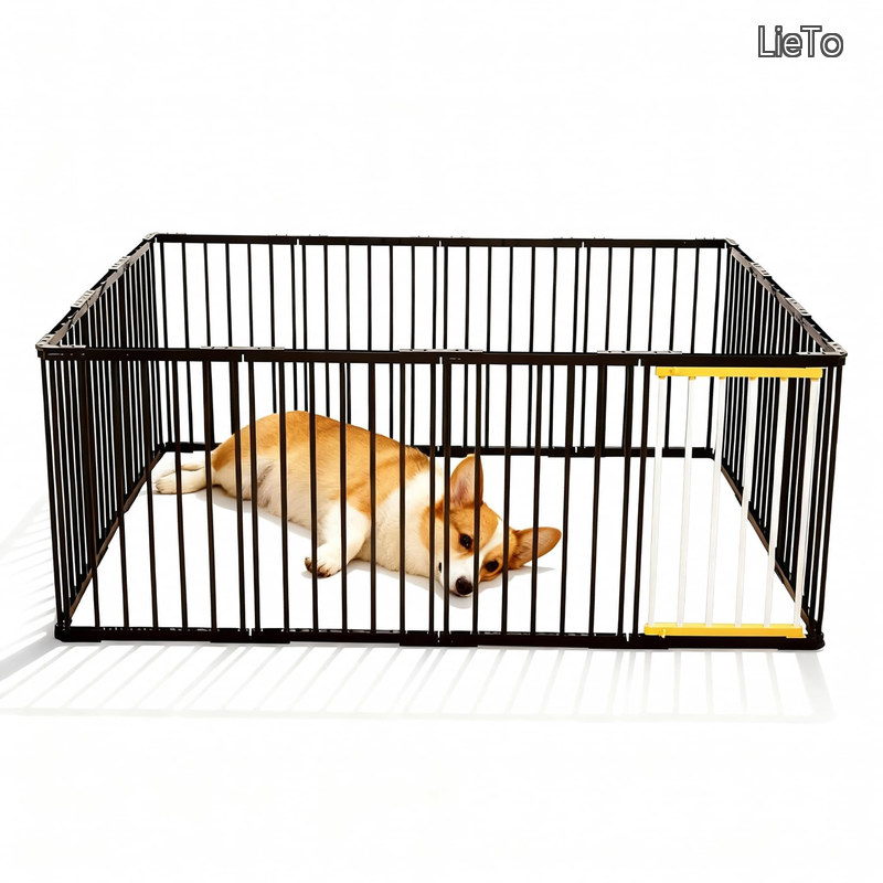 【貨物輸送無料】愛玩動物倶楽部 犬 倶楽部伏せ籠 犬ゲージ 犬伏せ籠 DIY 12枚 14枚 16枚 繋ぎ合わせる式 飾り気の無い組み立て 手道具不必要 折りたたみ レイアウト親しさ 多頭用 (黒いこと-14枚)