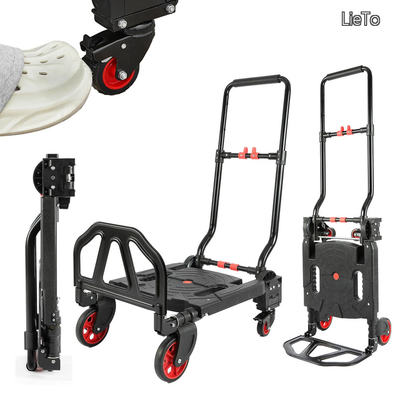 【貨物輸送無料】折りたたみ 耐荷重 150kg 2WAY 4 輪 2 輪うつり変わり 打ちきり付き添い人 静音キャスター 軽さ 7.70kg 精神的な統合不必要 パウダーコンパクト納める 持っていく手押し車(L)