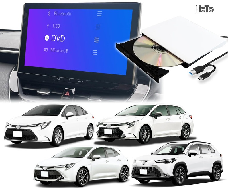 【送料無料】専用車載CDプレーヤー 純正ディスプレイオーディオ対応 カーオーディオ USBプラグアンドプレイ カローラ210系 カローラクロス10系 カローラスポーツ210系 カローラツーリング210系 対応 車載用 TOYOTA適用 対応車種要確認 白｜LieTo