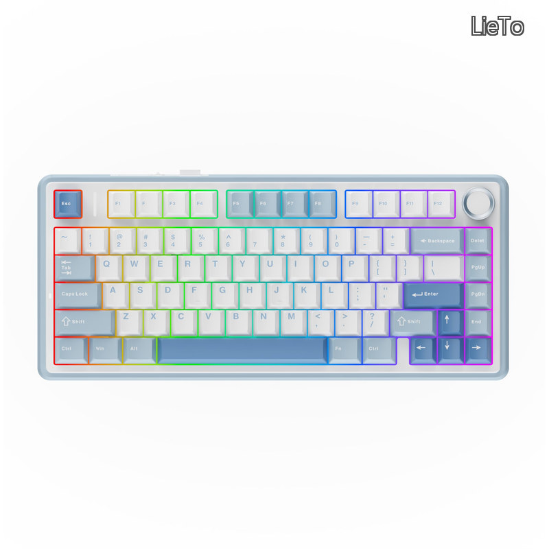 【貨物輸送無料】x Aula F75 ゲーミングキーボード 屁っ放り毛布 力学的鍵盤 5層パッド＆ノッブ付き添い人 75% 無線電話 ホットスワッパブル Bluetooth/2.4GHz/USB-C RGB 技適公証手に入れる (Sea Salt Blue  LEOBOG Reaper Switch)