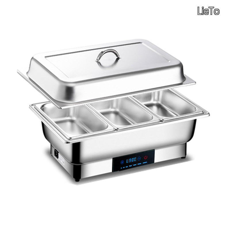 【貨物輸送無料】チェーフィングディッシュ 湯煎式 chafing dish 9L food warm 携帯型蓋 保温膳立て鍋 ステンレス鋼製 体温合わせる暖めるウォーマー体温取り締まる 保温御盆 明かり食用粉暖房器100v (角型3連)