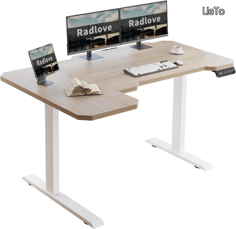 【貨物輸送無料】昇降事務机 L字マイコン事務机 電動昇降式事務机 天板幅150CM×101コマーシャル ゲーミングデスク 机 スタンディングデスク パソコン事務机 つくえ 高さ合わせる能力のある 記憶装置役立つこと付き添い人 差しつかえさがし当てる 高さ 71~117コマーシャル (オーク材色  150*101コマーシャル)