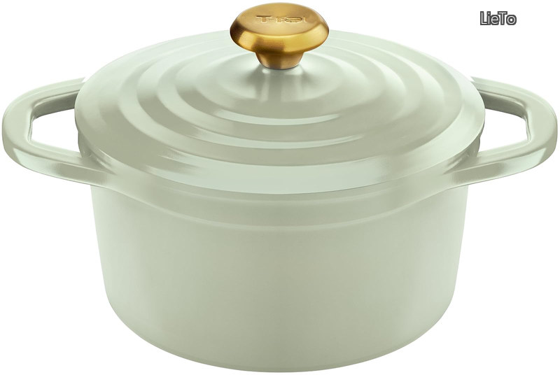 【送料無料】ココット鍋 24cm 両手鍋 無水調理 鋳物なのに軽くて使いやすい IH ガス火対応 PFOAなどの有害物質不使用 こびりつきにくさ長持ち 「キャストライン エアココット セージグリーン」 グリーン E26746｜LieTo