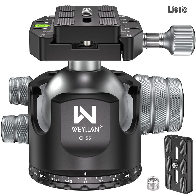 【送料無料】自由雲台 360&deg;回転可能 大型ボール雲台 40KG 耐荷重 55mm チューブ径 ボール雲台 持ち運びが簡単 高い安定性 撮影/記録/観察/会議に最適 12ヶ月保証サービス｜LieTo