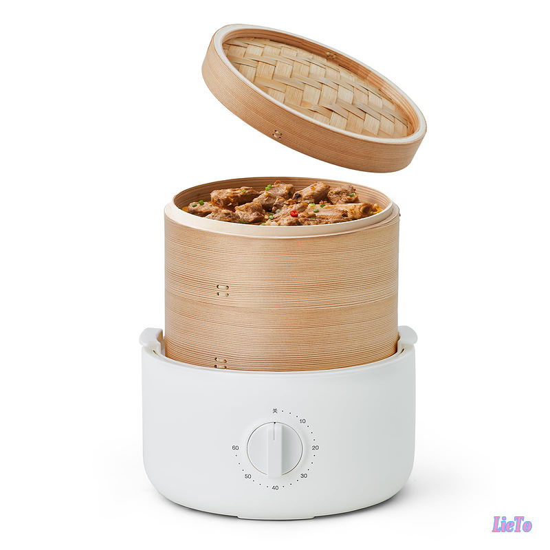 【送料無料】電気せいろ せいろ 蒸し器 18cm 2段 竹製 蒸し器 スチームクッカー 電気 蒸し器 蒸し籠 タイマー 中華せいろ セイロ おしゃれ 卓上 蒸し機 シンプル ヘルシー 蒸し物や煮物 蒸し料理 チキンサラダ 温野菜 肉まんなどに最適です|LieTo