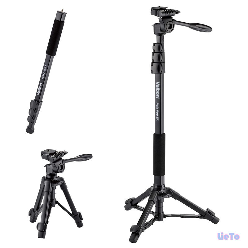 【送料無料】Velbon スタンド型一脚 ポールポッド EX AZ ポール部4段/脚部2段 レバーロック ポール部径23mm/脚部径17mm 小型 3Way雲台 クイックシュー対応 一脚単独使用可能 アルミ脚 Pole Pod AMZPPEX 372581|LieTo