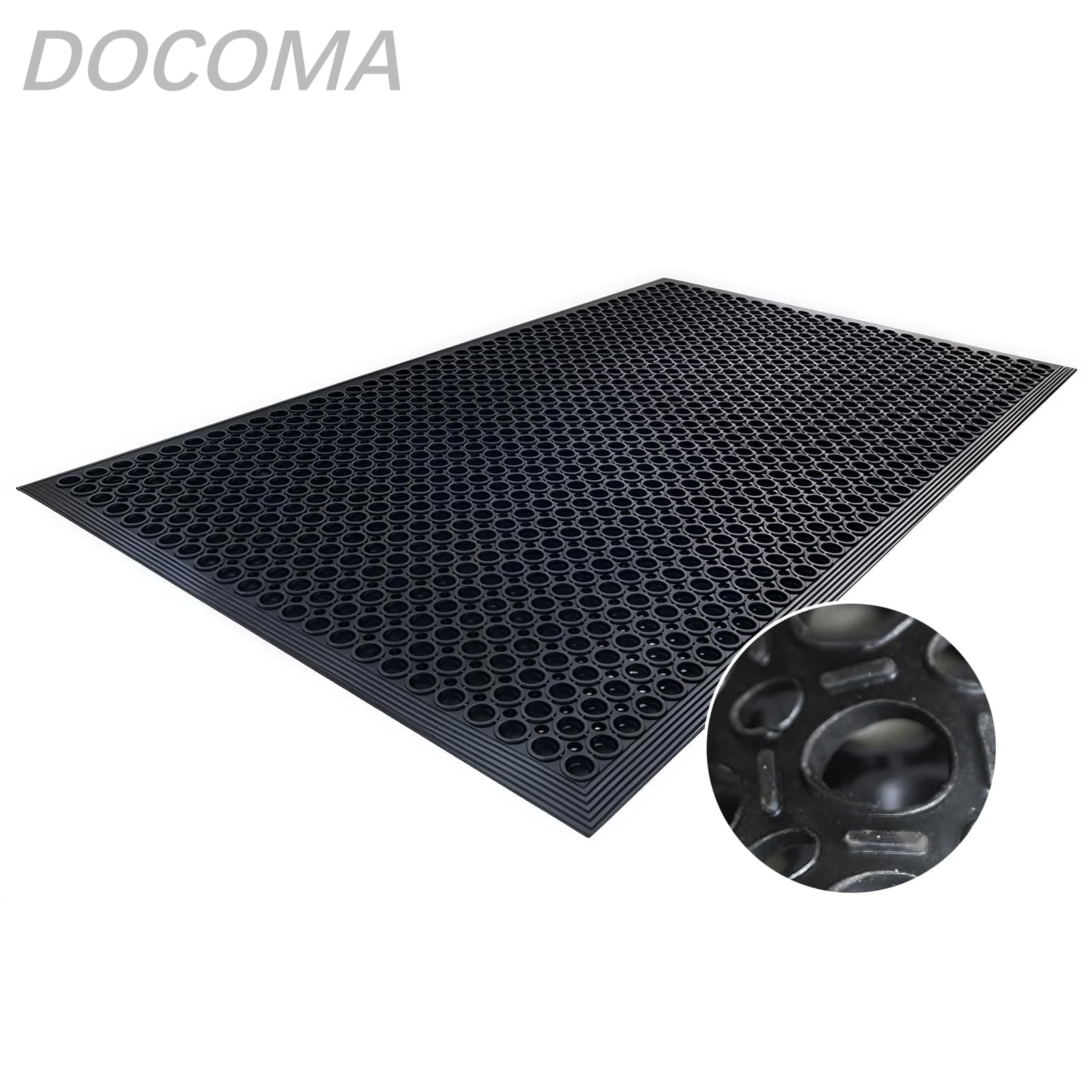 【送料無料】屋外用 極厚1.2cm 有孔 滑り止め 排水 防水 防泥 耐寒耐熱 業務用 玄関 駐車場 作業場 雨雪対応 抗菌加工 ゴムマット (90*150CM)｜LieTo