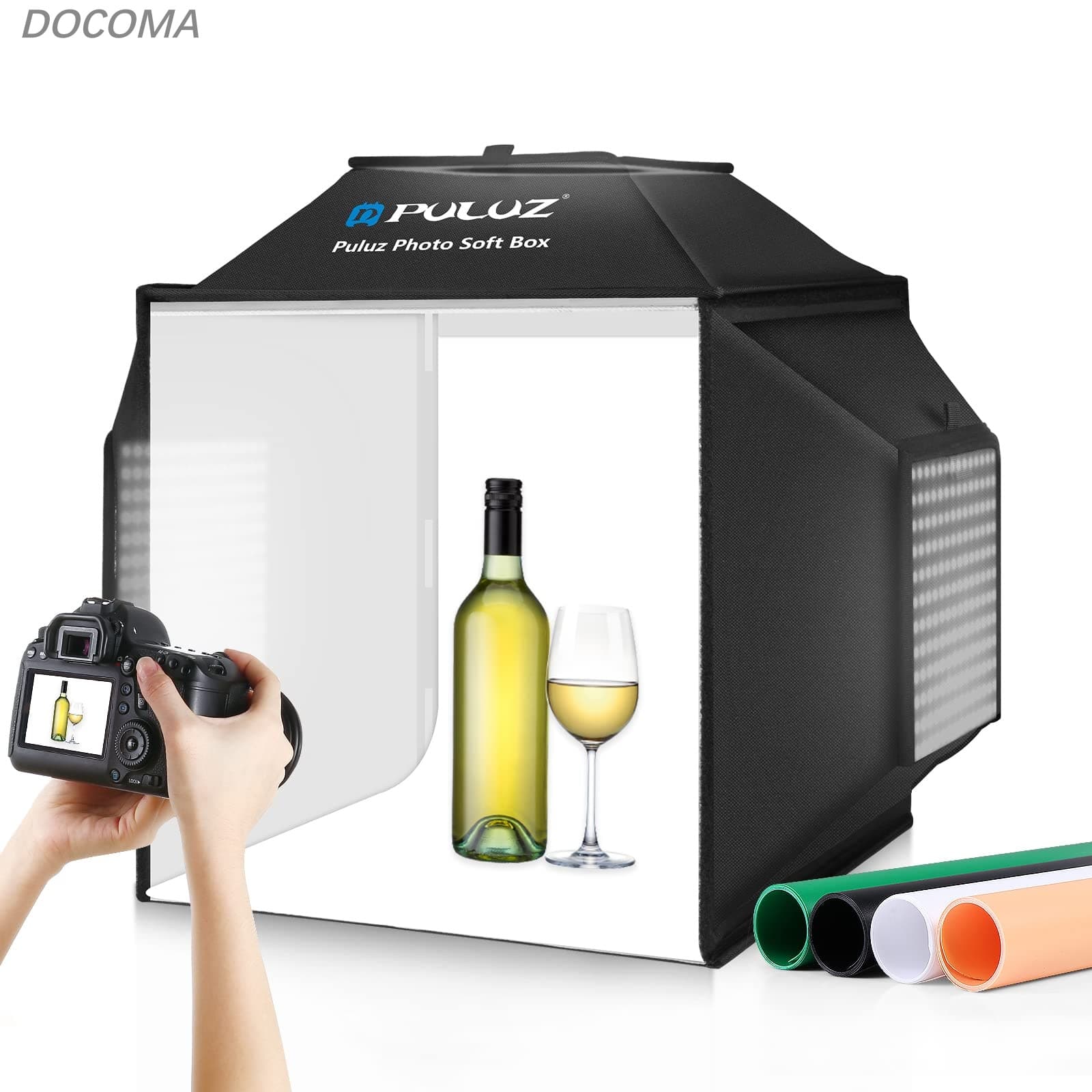【送料無料】撮影ボックス 40cm折りたたみ式撮影ブース 物撮り用ボックス 簡易スタジオ ソフトボックス 480PCSランプビーズ 5500K 無段階調光 4色PVC背景&ディフューザー付き 卓上写真スタジオ 携帯便利/組立簡単/収納便利 自宅商品撮影 卓上撮影キット (40cm)|LieTo