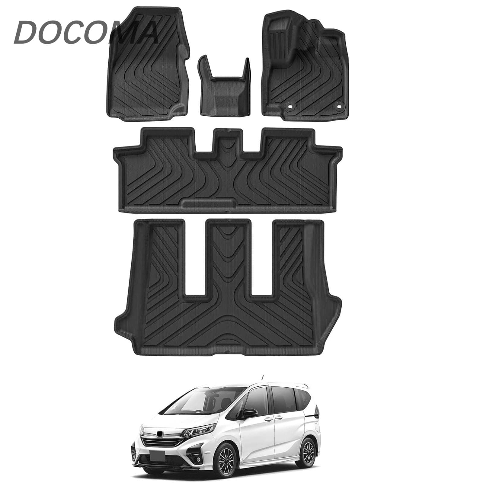 【送料無料】ホンダ フリード GB系 専用 フロアマット+ラゲッジマット Honda Freed gb5 gb6 gb7 gb8 3D立体カーマット 縁高 防水 トランクマット カスタムパーツ TPE素材 耐汚れ 滑り止め(ホンダ フリードGB系 フロアマット+ラゲッジマット 5点セット)|LieTo