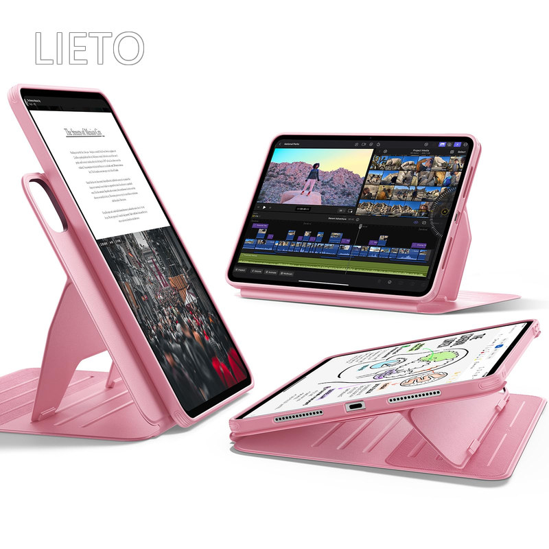 【送料無料】ESR iPad Pro 13インチ ケース（M5/M4、2025/2024）専用 取外し可能なマグネットカバー付き回転式ケース 縦向き/横向きスタンド 6段階の角度調節可能 Pencil Pro/USB-C完全対応 Shiftシリーズ ピンク｜LieTo