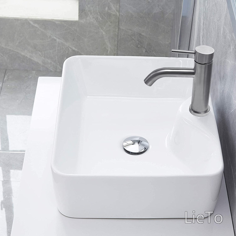 【送料無料】洗面ボウル おしゃれ 洗面台セット 置き型 洗面ボール 手洗い鉢 陶器 手洗い器 トイレ 手洗いボウル 410*310*130mm ホワイト 長方形3(41x31x13cm)｜LieTo