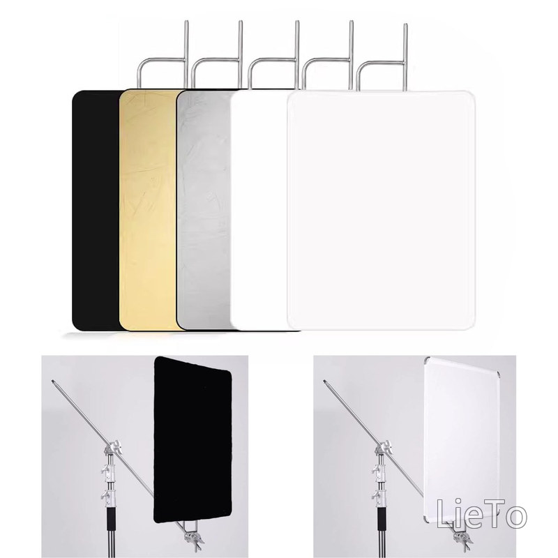 【送料無料】フラッグパネル x 120cm スタジオ照明 ディフューザー付き 5-in-1 レフ板（金/銀/白/黒/半透明） ステンレス製 撮影機材 折りたたみ式 ポートレート 商品撮影 屋外撮影｜LieTo
