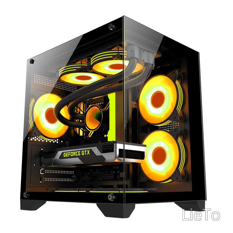【送料無料】pcケース ミドルタワー pcケース 強化ガラスモデル micro-atx ブラック（black）｜LieTo